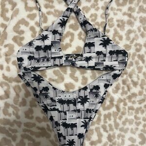 Skate Palm Tree Print Swim Set